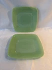2 Fire King Jadeite Charm 8-3/8" Square Luncheon Plates Jadite