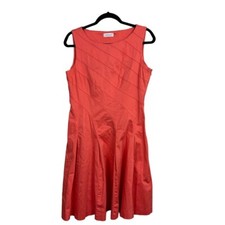 Calvin Klein Coral Peach Pink Sleeveless A-Line Women's Dress Size 10 EUC