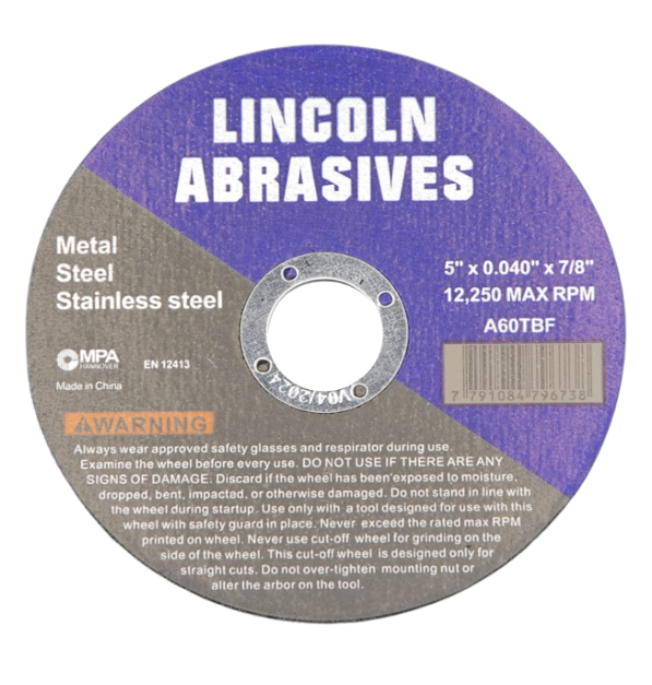 Cut Off Wheel Lincoln Abrasives Metal and Stainless Steel 100 Pack