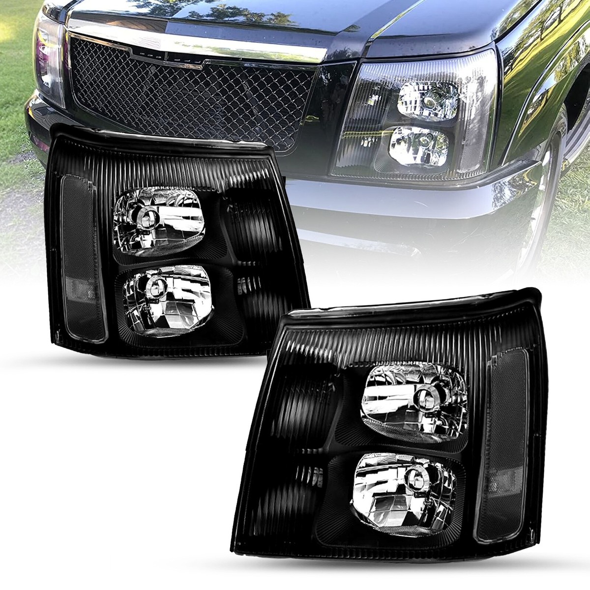 2003 2004 2005 2006 Cadillac Escalade HID Model Black Headlights