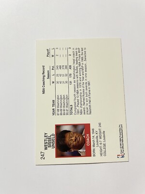 1991-92 NBA Hoops Basketball Card #247 Wes Unseld Coach Washington 