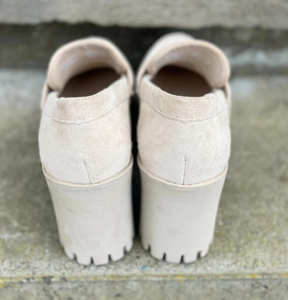 Steve Madden Louise 女式皮革二进制米色厚底高跟鞋 Penn 乐福鞋 11 码 — 第 4/4 张图片