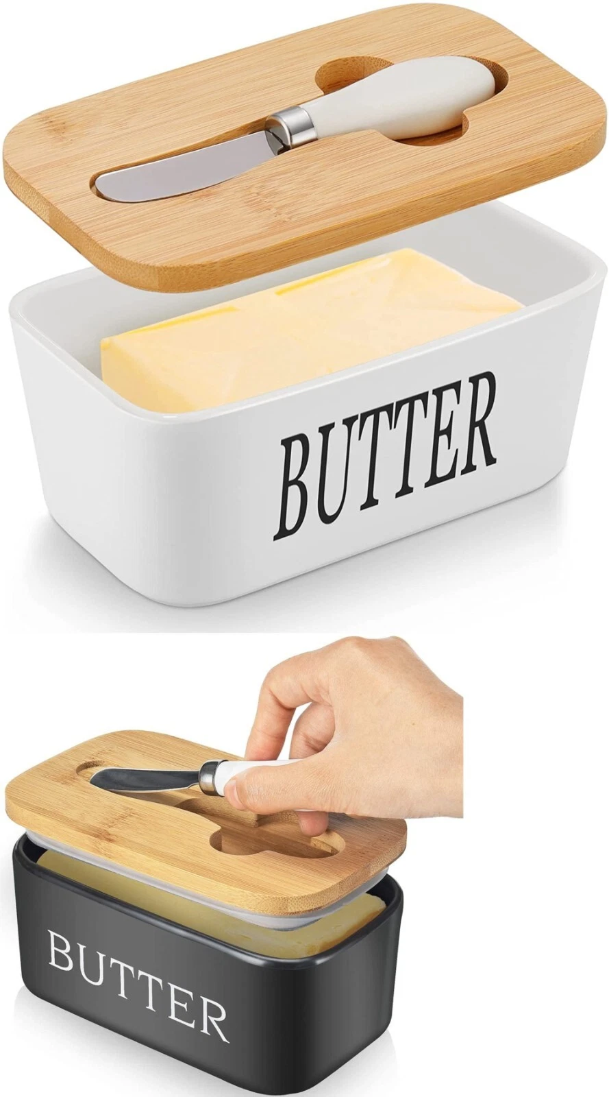 Ceramic french butter dish with lid knife holder container insulated storage box
Opens in a new wind
