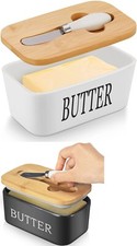 Ceramic french butter dish with lid knife holder container insulated storage box