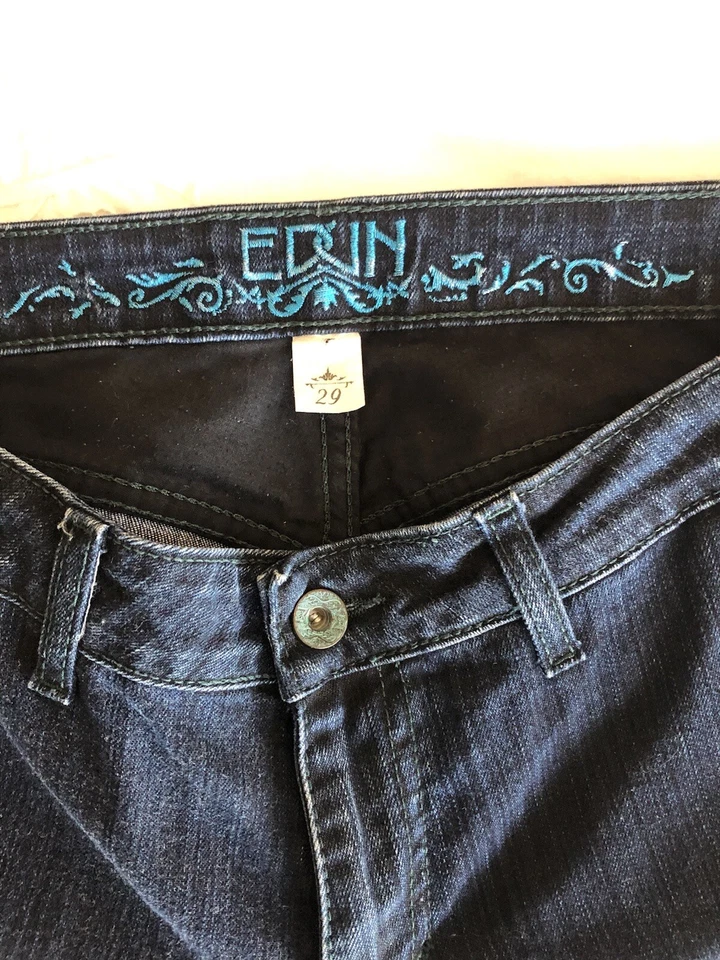 Edun Jeans Bono U2 Dark Blue Straight Leg Sz 29. Foto 3 de 4