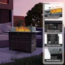 44" Outdoor Fire Pit 50,000 BTU Propane Gas Fire Table with Lid Fireplacev