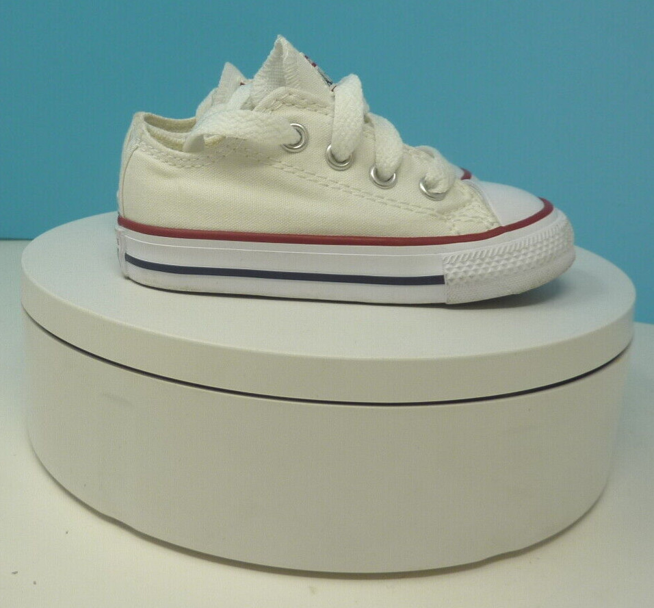 TODDLER CONVERSE WHITE AND RED ALL STAR OXFORD TRAINERS-UK-C5/EU21