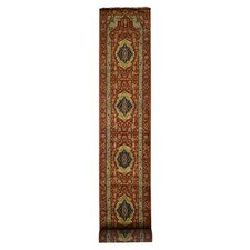 2'7" x 17'7" Red XL Antiqued Heris Hand Knotted Wool Runner Oriental Rug R78209