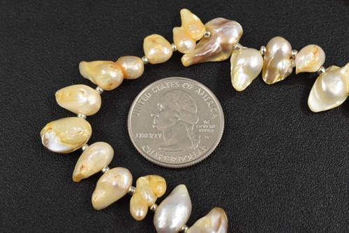 18-1/2" Sterling Silver Necklace with Baroque Freshwater Pearl & Silver Spacers - Picture 4 of 11