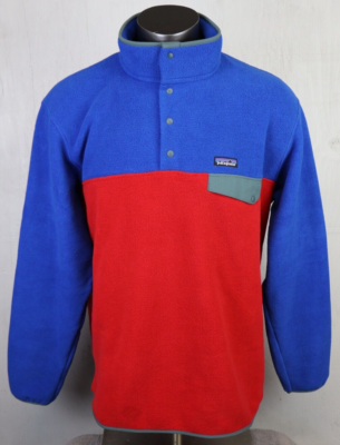 Patagonia Synchilla Snap T Fleece Pullover Mens Size XXL Red Blue 