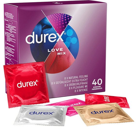 Durex Kondom LOVE  M I X  40 Stück Vorteilspack Feucht beschichtete Condome