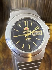 Vintage Orient OS469CO99 Black Dial Stainless Steel Automatic Men's Watch #3184