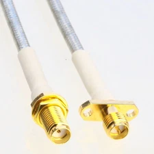 RP-SMA female 2-flange to SMA bulkhead RG402 RF Semi-Flexible Tinned Jumper 4~40