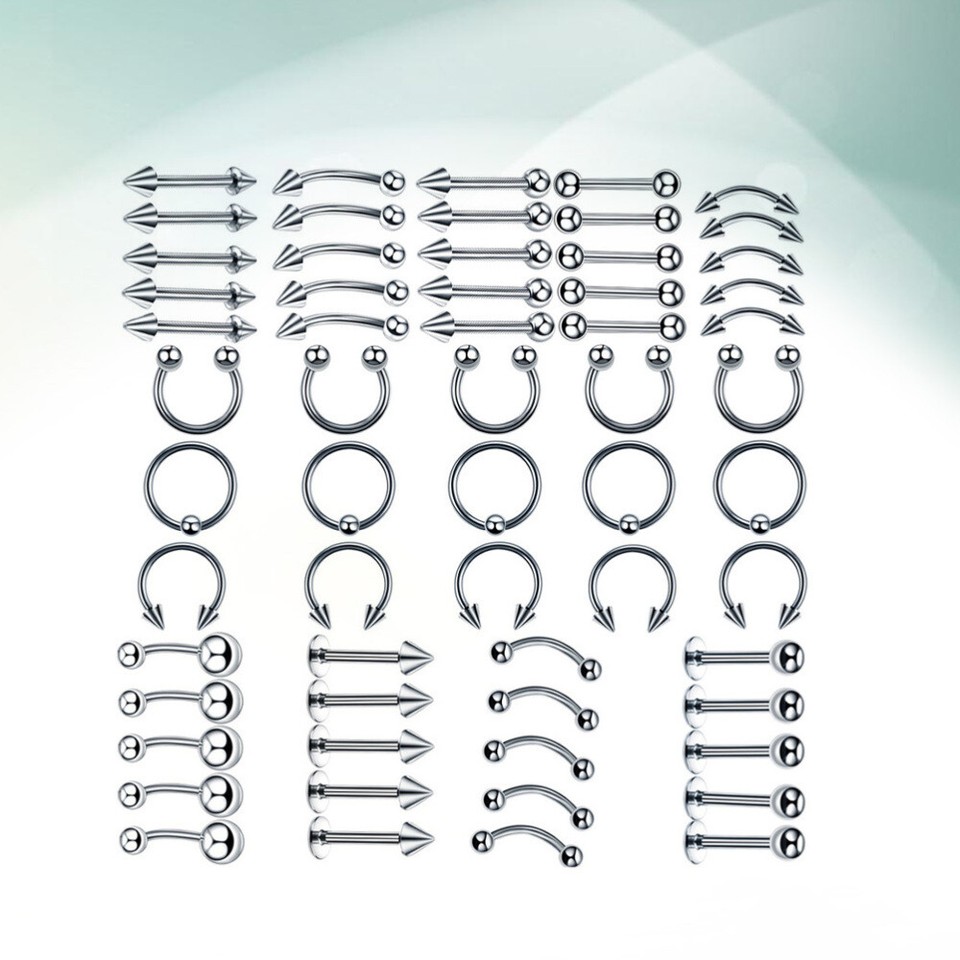 60 Pcs Helix Tragus Jewelry Earrings Body Piercing Nose Hoop eBay