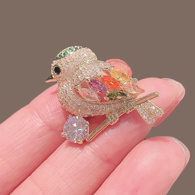 1pc Magpie Birds Brosche für Frauen Strass trendy Tierschmuck Reversstifte 