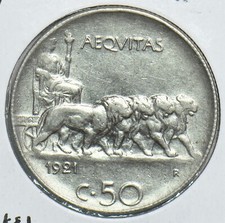 Italia 1921 50 Centesimi Nichel Leone 240975 spedizione combinata