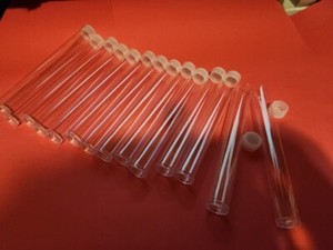 Set of 100 6 inch Clear Plastic Tubes with lids
