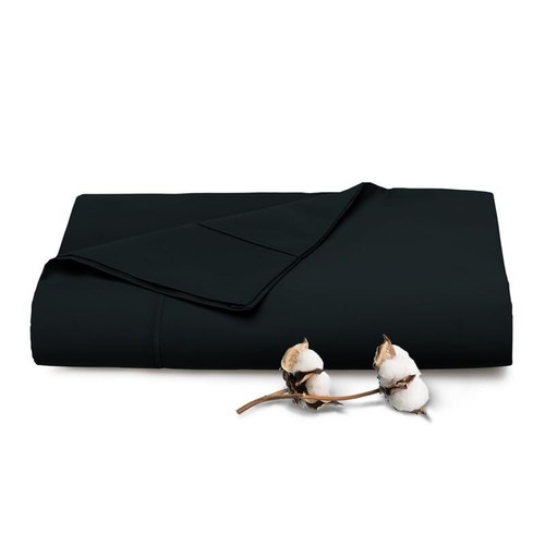Pizuna Cotton Black Flat Sheet King 400 Thread Count 100 Long Staple