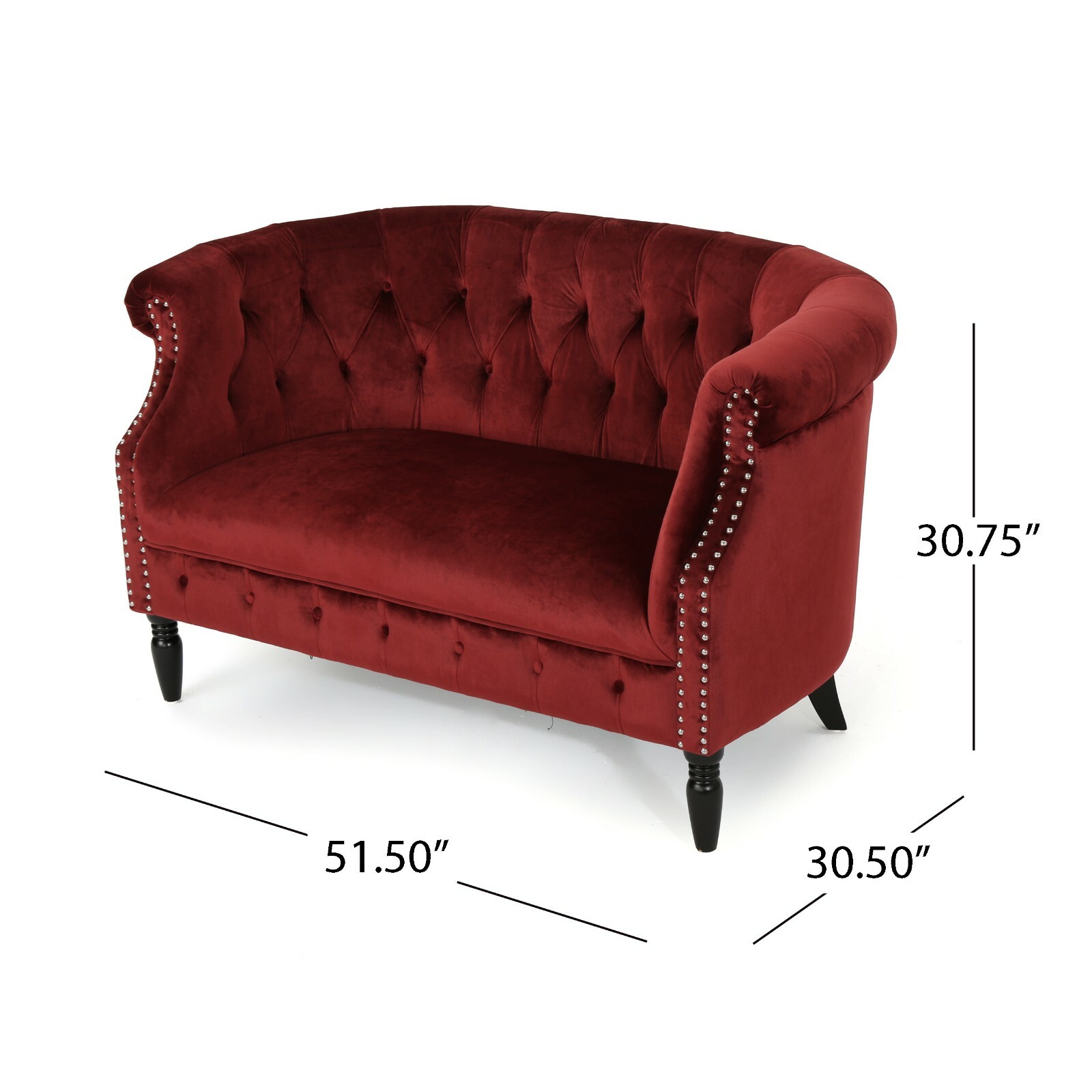 Melaina Tufted Scroll Arm New Velvet Loveseat 637162909287 eBay