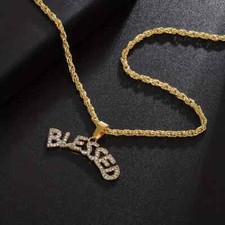 Fashion Personality Hip Hop Rock Unisex Letter ''BLESSED'' Pendant Golden Trendy