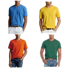 Lauren Polo Ralph Men s V-Neck Tee S M or L Classic Fit SS Cotton Jersey