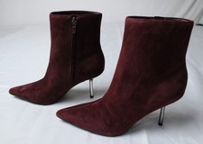 Nine West Women's Narend Dress Booties NC3 Dark Red Suede US 7.5M (UK 6/EU 38)
