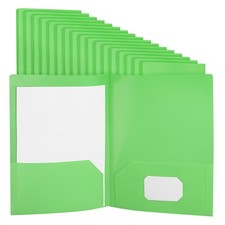 Green Plastic Folders with Pockets, 50 Pack Plastic Pocket Folders