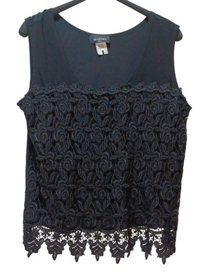 VTG Maxima USA Lace Front Tank Top Black Womens XL Whimsigoth Layering Regency