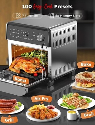 Nuwave Plug-In Grill Air Fryer Oven Combo 15.5 Q, Brushed Stainless Steel
