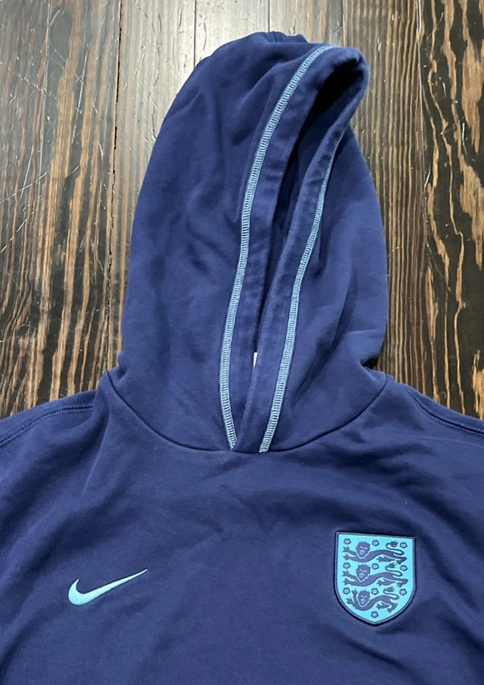 Nike England 3 Lions Soccer Hoodie Men’s Medium Blue Cotton Polyester  - Image 2 of 4