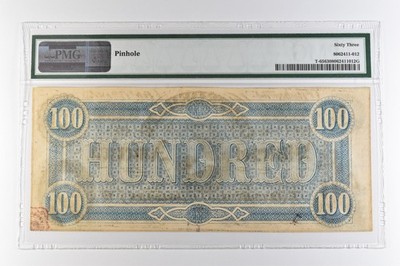 1864 $100 Confederate States of America T-65 Choice Uncirculated