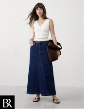 NWT Banana Republic Dark Denim Split Back Maxi Skirt Size 0