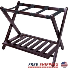 Foldable Luggage Rack Heavy Duty Storage Stand Easy Movement Reinforced Straps