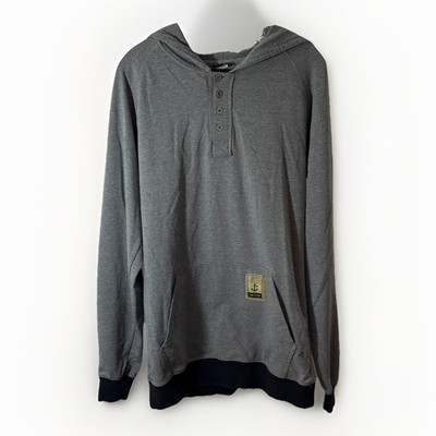 Flag nor Fail Women's Large Henley Hoodie Sweatshirt Gray Contrast Hem Pocket