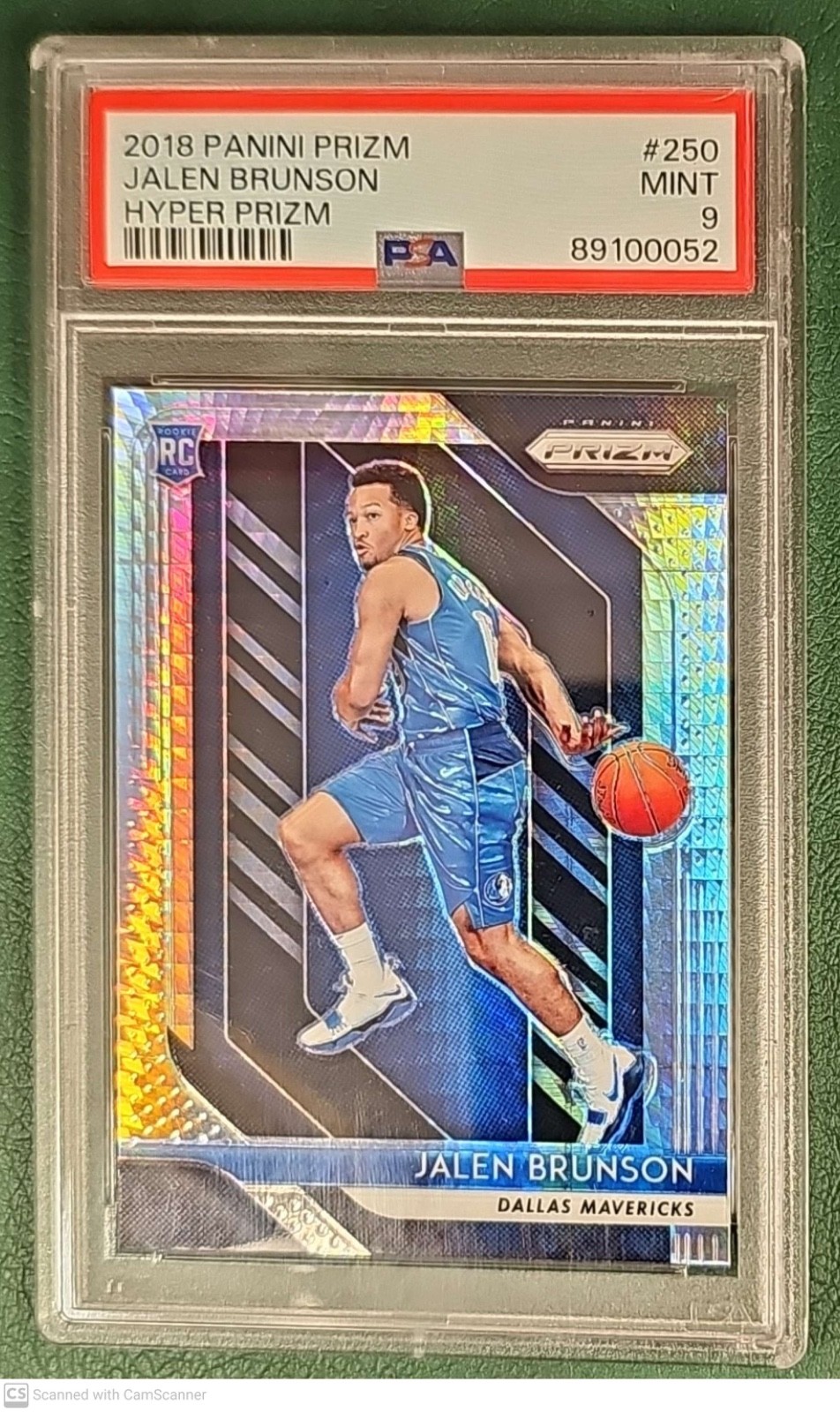 2018 Panini Prizm #250 HYPER Jalen Brunson PSA 9 Mint Rookie RC NY Knicks
