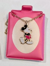 VTG Walt Disney Mickey Mouse Enameled Gold Tone Kid Pendant Necklace BARGAIN