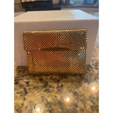 Vintage Gold Tone Metal Mesh Folding Wallet Snap Closure Whiting Davis