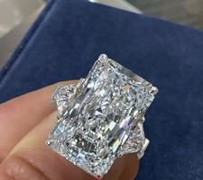 Lab Grown Three-Stone Diamond 15.00 CT Radiant Cut IGI Certified Engagement Ring