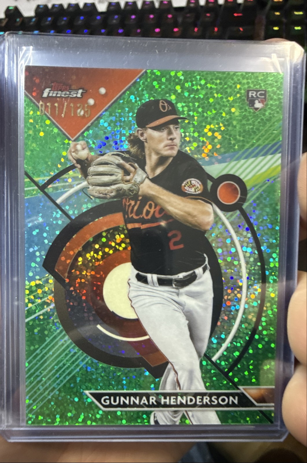 2023 Topps Finest - Gunnar Henderson #100 Green Speckle Refractor /125 (RC)