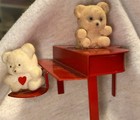 Vintage Miniature Flocked Bunny  Duckling and Bears  - Bears on Piano-Lot (5) — photo 2
