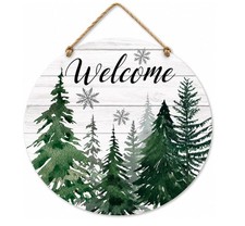 Christams Decorations Trees Snowflakes Winter Welcome Door Wall Hanging Sign