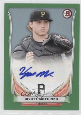 2014 Bowman Retail Prospect Green 92/100 Wyatt Mathisen #PA-WM Auto 3w8