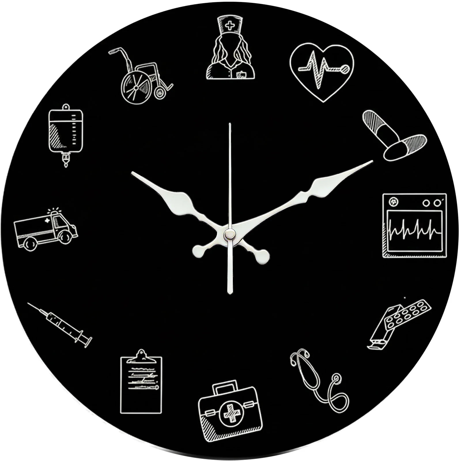 Floral Rustic Wall Clock Wooden Silent Clock No Battery Holiday Home Decors