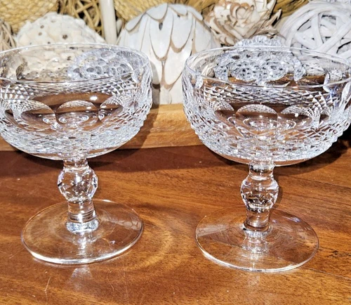 2 Waterford Crystal Colleen Champagne Tall Sherbet 4 3/8" Vintage Irish Cut
