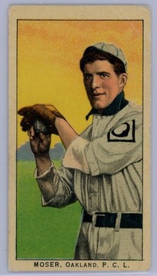 1910 T212 OBAK - WALTER MOSER - BLUE BACK - OAKLAND OAKS - RAW - POOR CONDITION