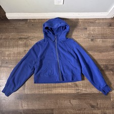 Lululemon Women's Oversized Cropped Full-Zip Scuba Hoodie Blue Size XS/S