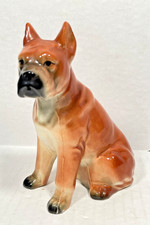 VTG Japan Boxer Dog Figurine 6" Ceramic Fawn Black Made in Japan
