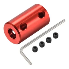 2Pcs 3.17mm to 6mm Bore Rigid Coupling 25mm L 14mm Dia Aluminum Alloy Red