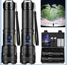 2PACK 99000000 LM Super Bright LED Tactical Flashlight Rechargeable Work Light