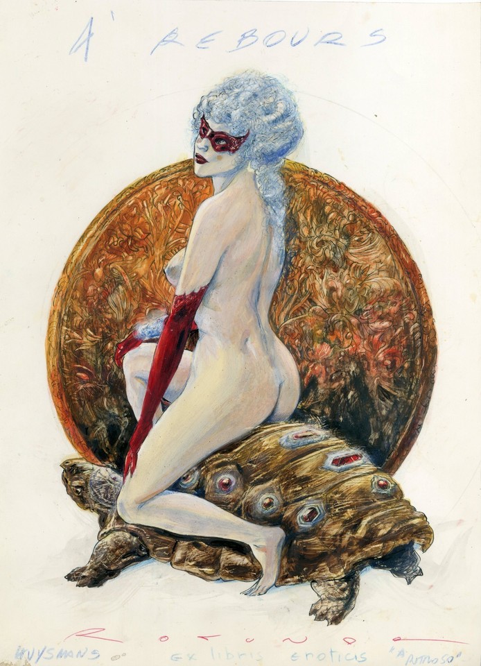 ROCOCO' - ORIGINAL ILLUSTRATION by Massimo ROTUNDO, oil. Ex-libris eroticis Comic Art